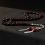 Personalized Black & Red Pressed Amber Tasbih | 925 Sterling Silver