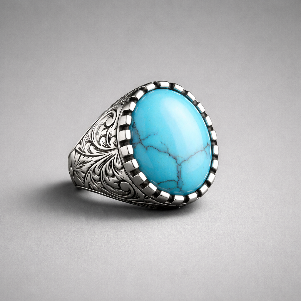 Herrenring aus 925er Silber mit Türkisstein