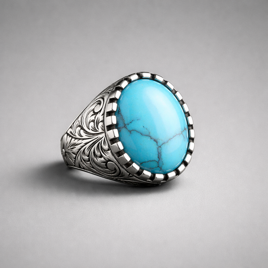 Turquoise Stone 925 Sterling Silver Men Ring