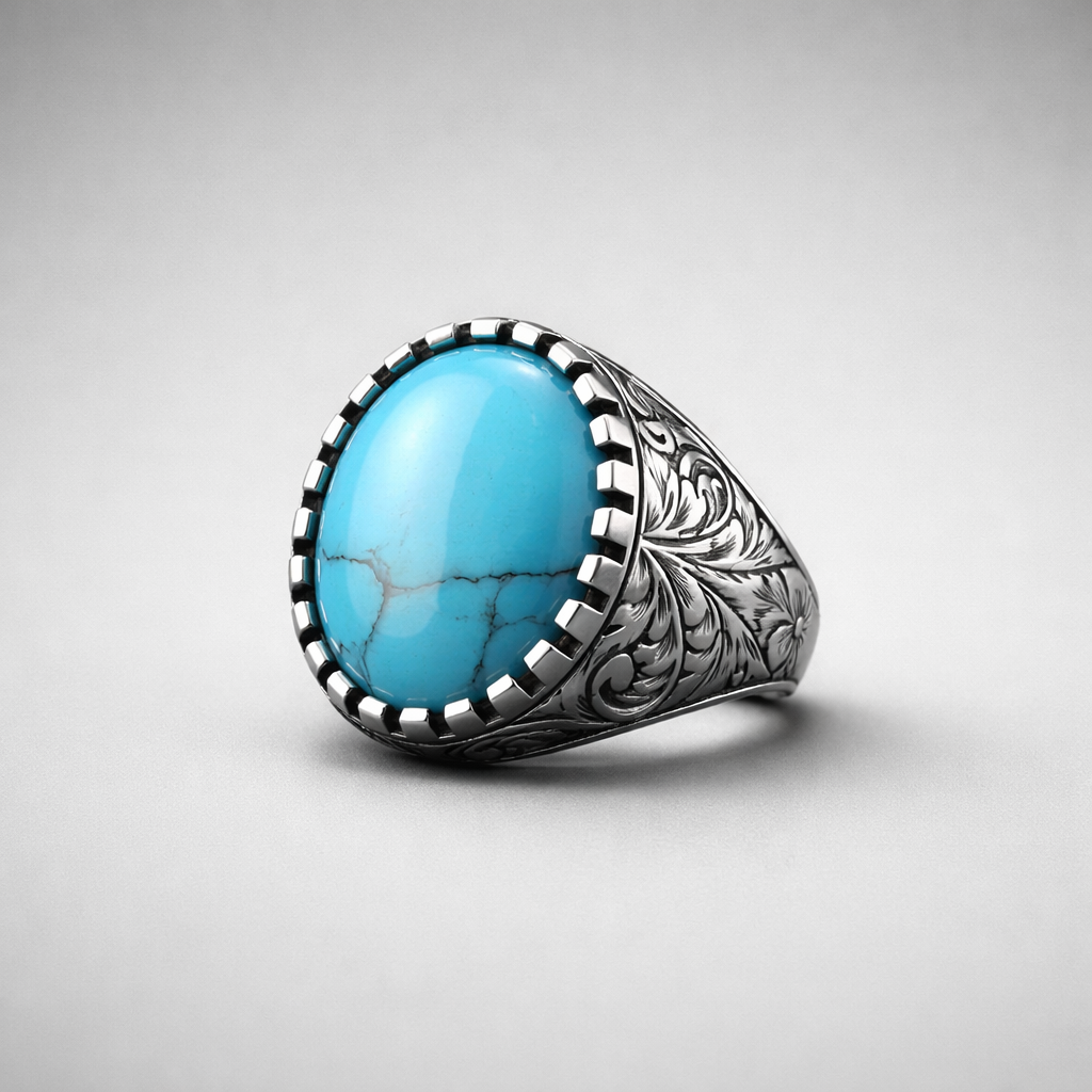 Herrenring aus 925er Silber mit Türkisstein