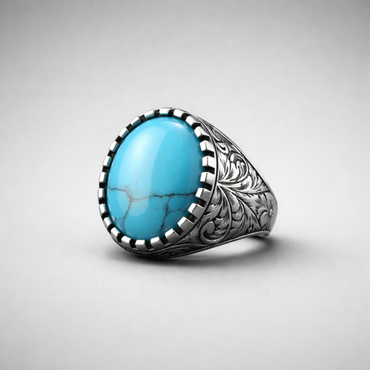 Turquoise Stone 925 Sterling Silver Men Ring