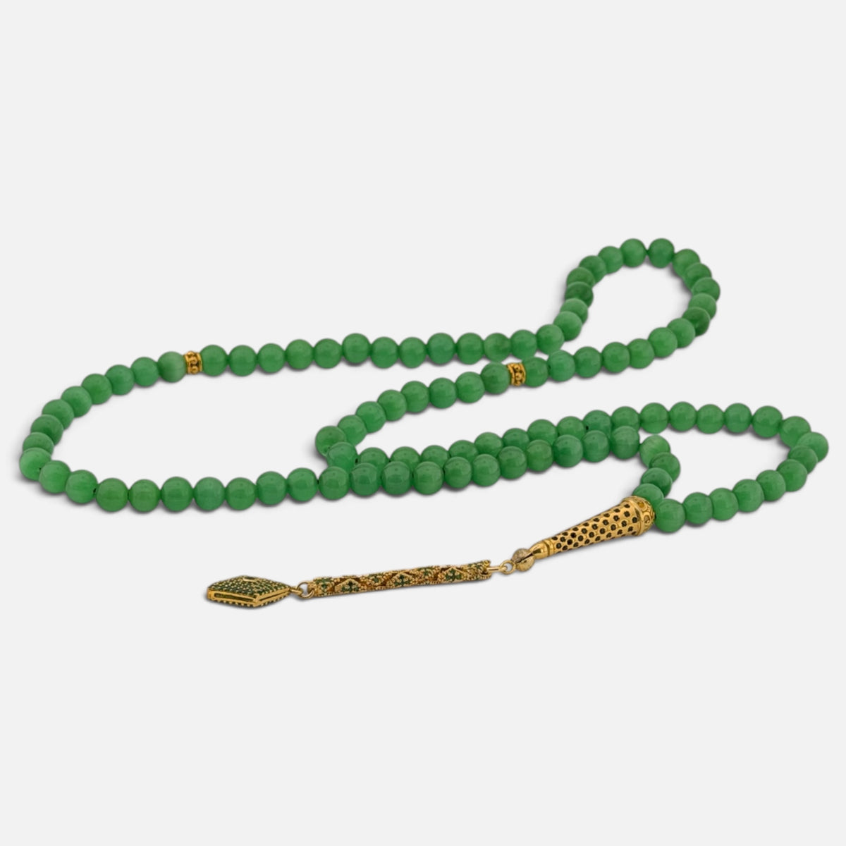 99er Grüner Tesbih | 8 mm – 925 Silber
