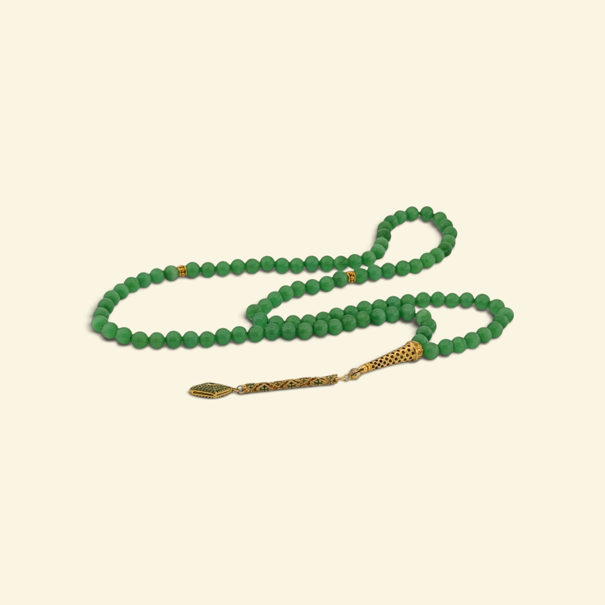 99er Grüner Tesbih | 8 mm – 925 Silber