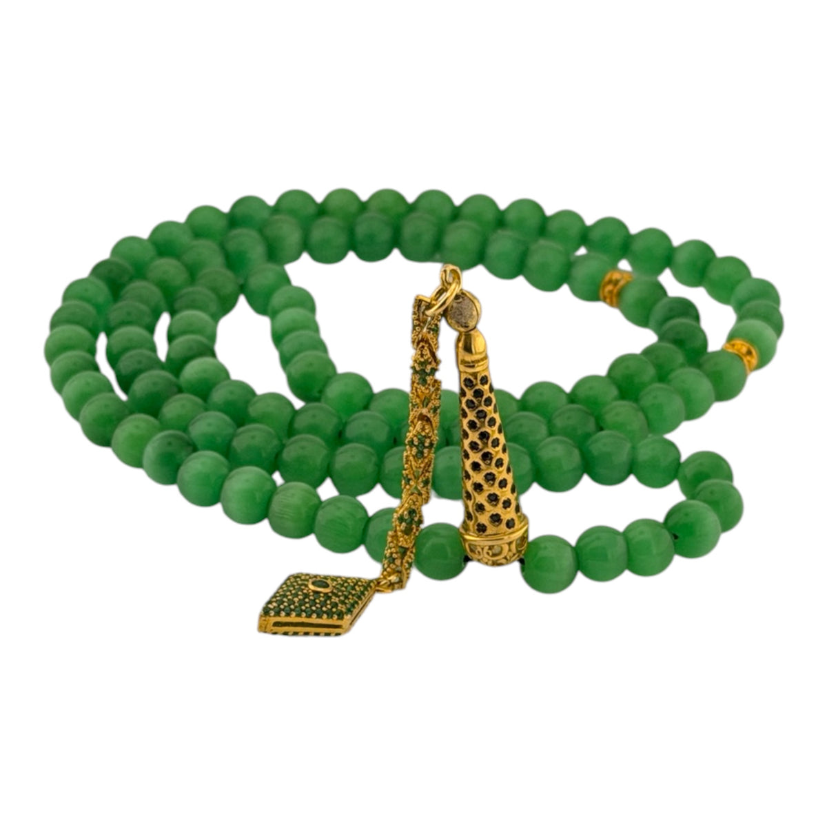 99er Grüner Tesbih | 8 mm – 925 Silber