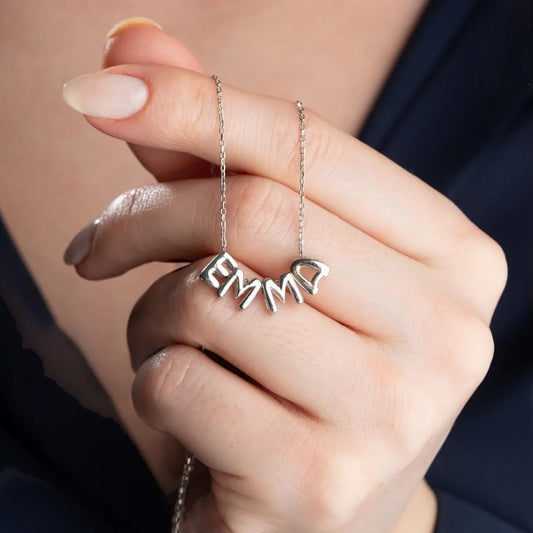 925 Sterling Silver Balloon Letter Name Necklace