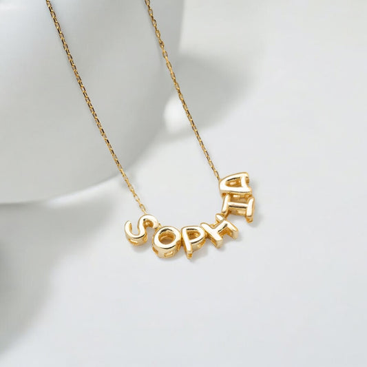 925 Sterling Silver Balloon Letter Name Necklace
