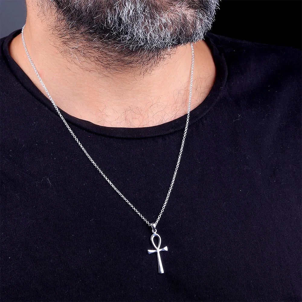 925er Silber Unisex Kette mit Ankh Symbol