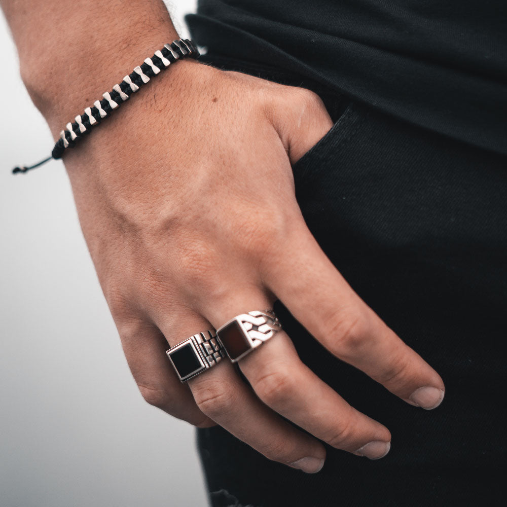 Onyxed Men's Silver Ring