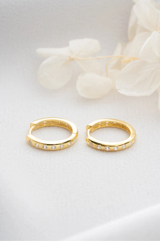 Créoles Minimalistes avec Pierres | Argent 925 Plaqué Or