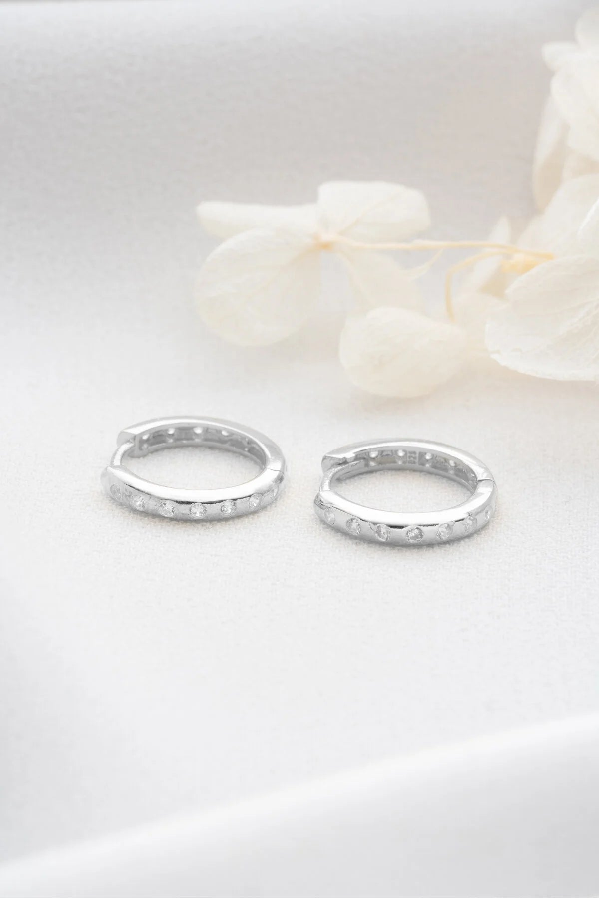 Minimalist Stone Hoop Earrings | 925 Sterling Silver