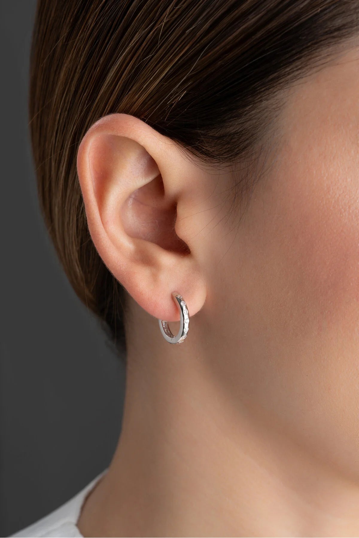 Minimalist Stone Hoop Earrings | 925 Sterling Silver