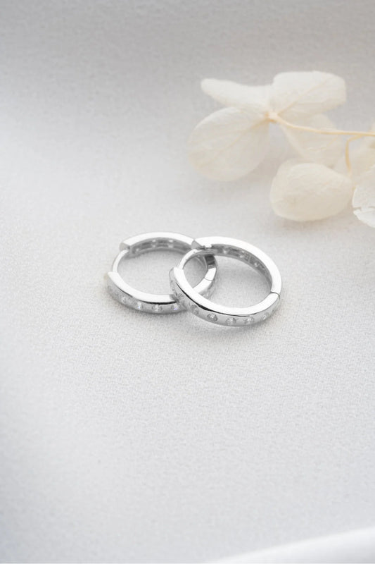Minimalistische Creolen mit Steinen | 925 Silber Vergoldet