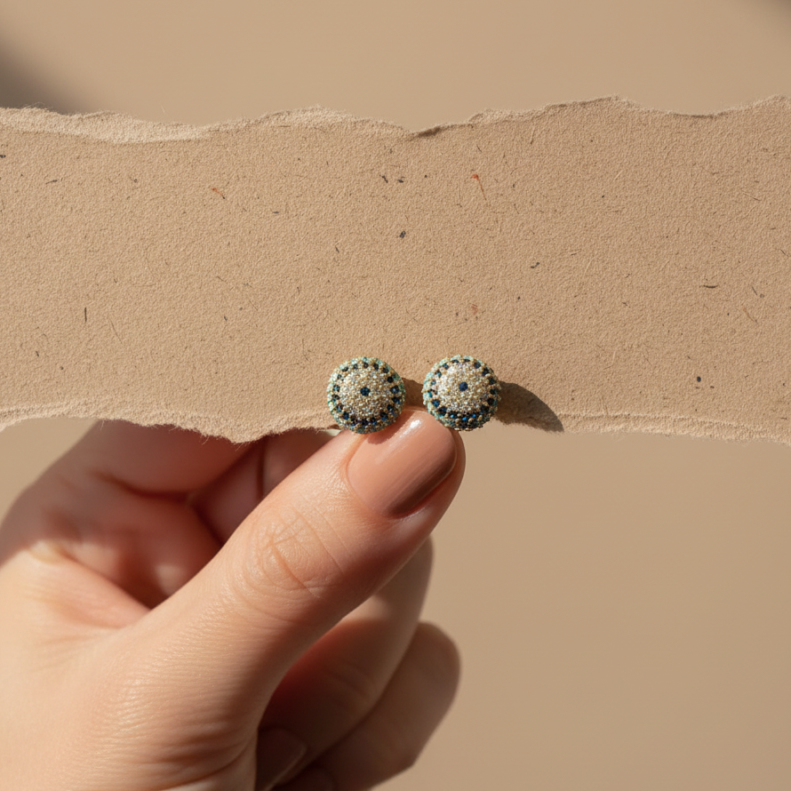 Ohrstecker mit Nazar Auge | 925 Silber Vergoldet