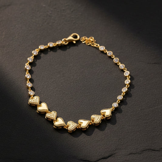 Bracelet Cœur Argent 925 Plaqué Or