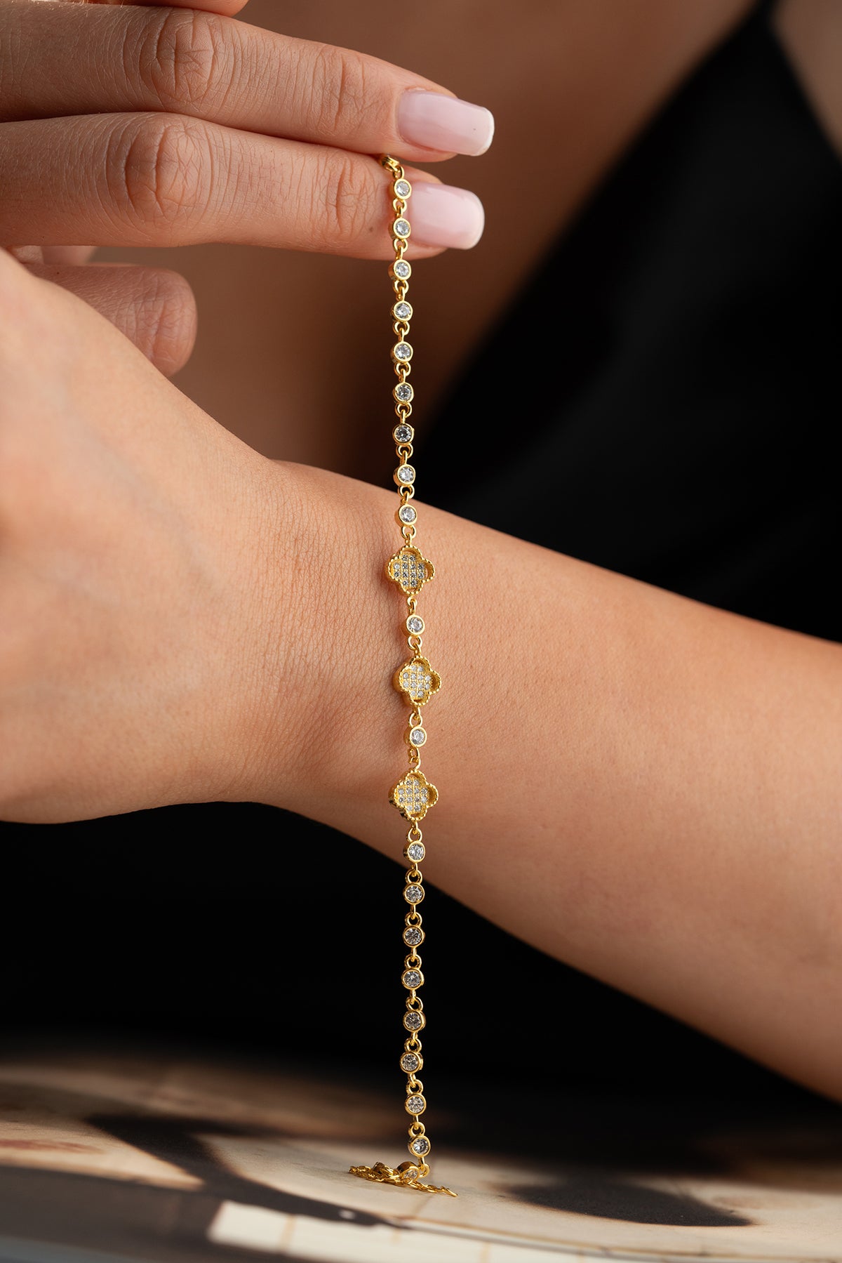 Kleeblatt Armband mit Zirkonia | 925 Silber