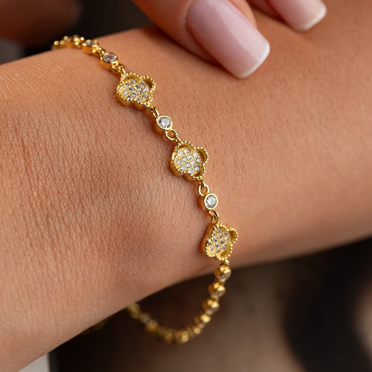 Kleeblatt Armband mit Zirkonia | 925 Silber