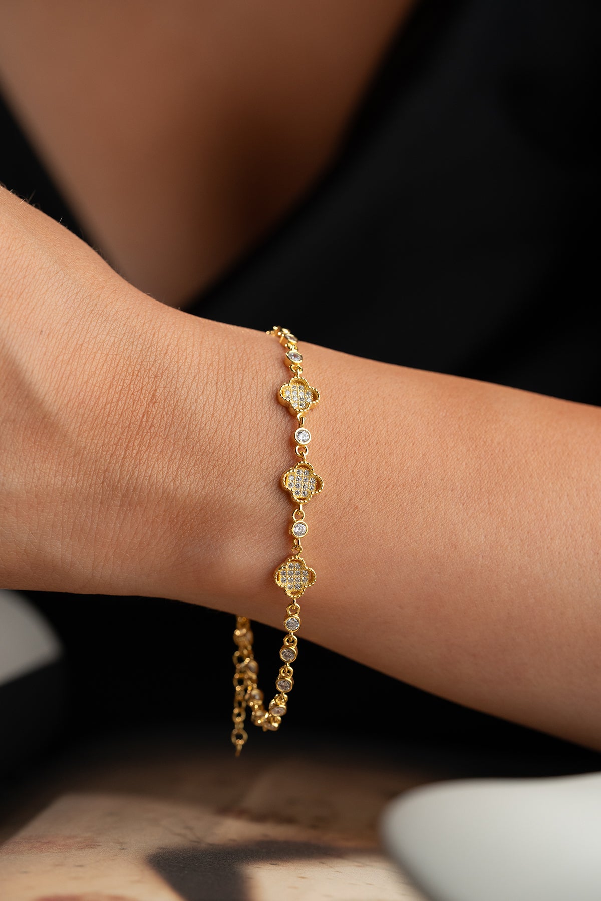 Kleeblatt Armband mit Zirkonia | 925 Silber