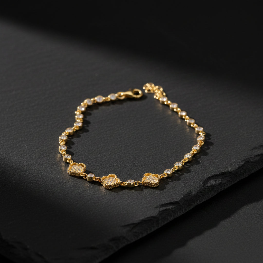 Kleeblatt Armband mit Zirkonia | 925 Silber