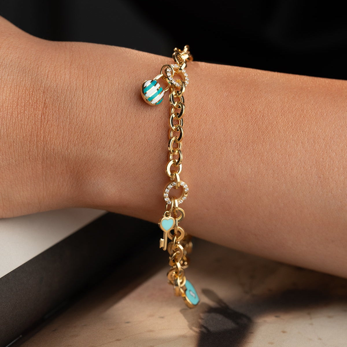 Heart Lock and Nazar Charm Bracelet | 925 Sterling Silver