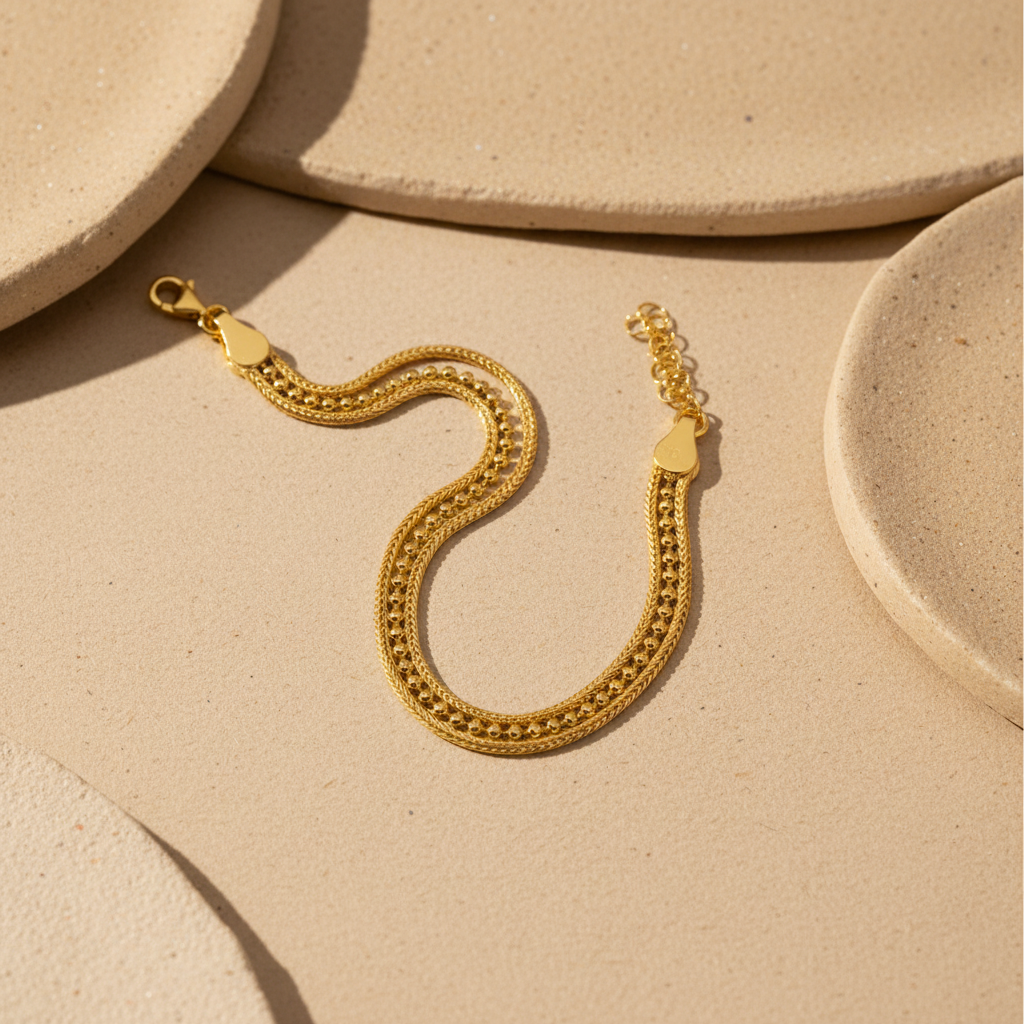 Fine Beaded Bracelet | 925 Sterling Silver Gold Plated