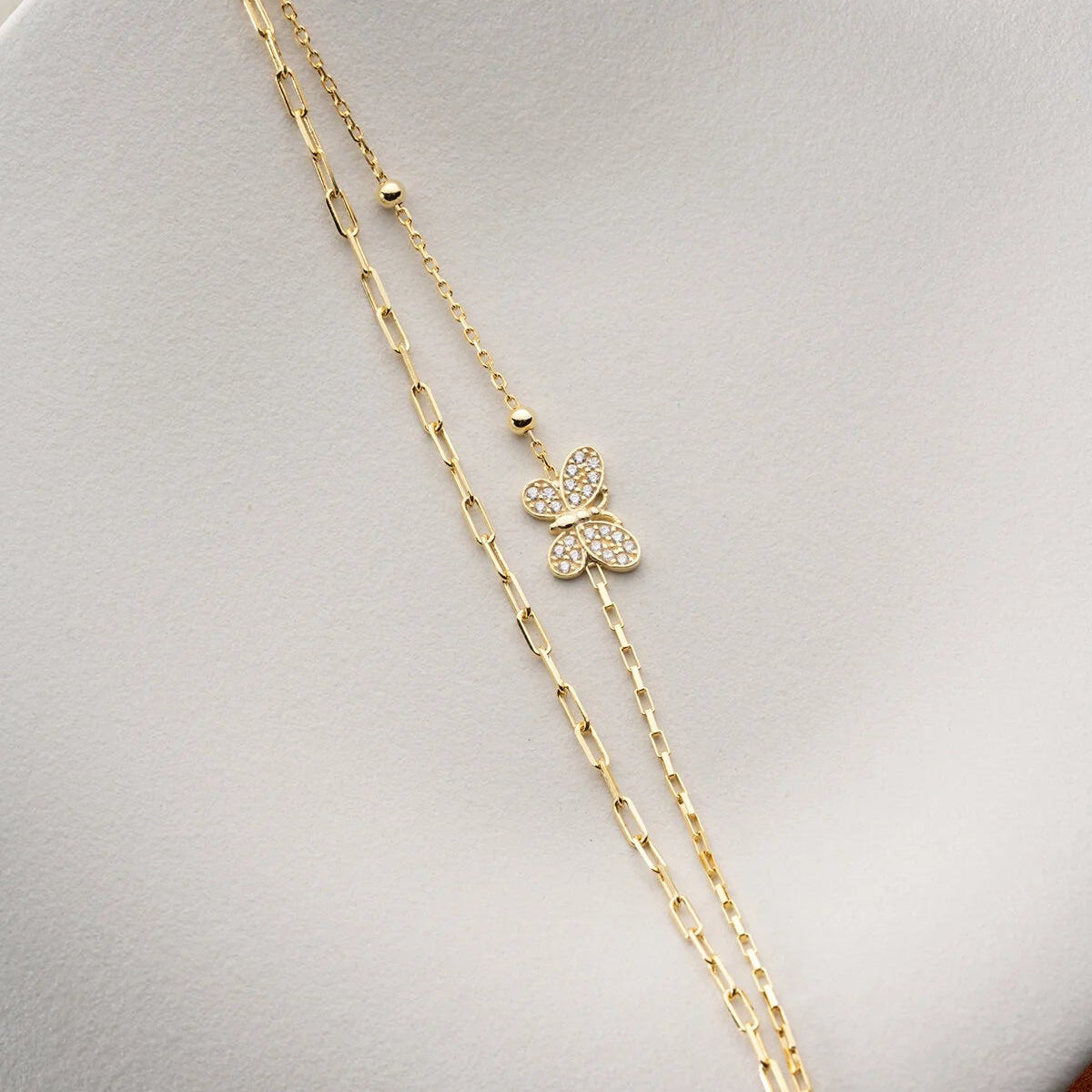 Doppelarmband mit Schmetterling | 925 Silber