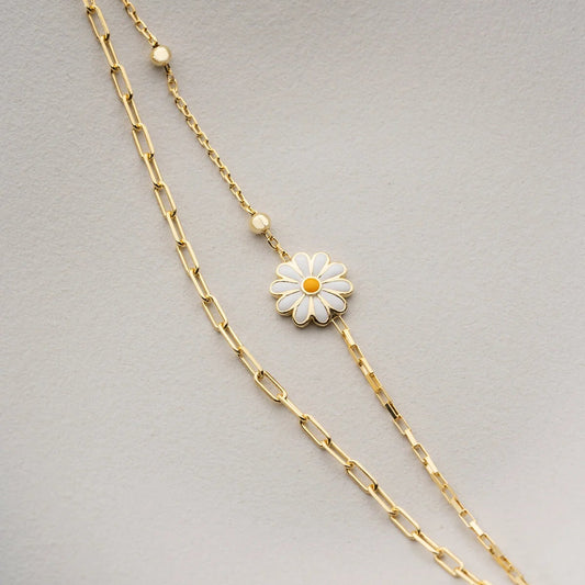 Doppelarmband mit Gänseblümchen | 925 Silber