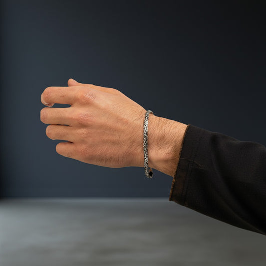 925 Sterling Silver Flat King Chain Bracelet 5mm