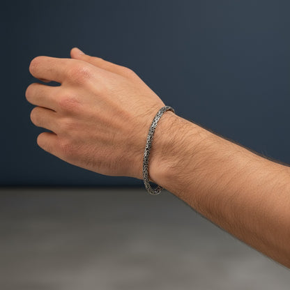 925 Sterling Silver Flat King Chain Bracelet 5mm