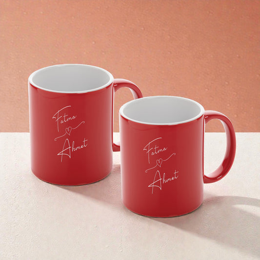 Kişiye Özel Kalpli Kupa İkili Set