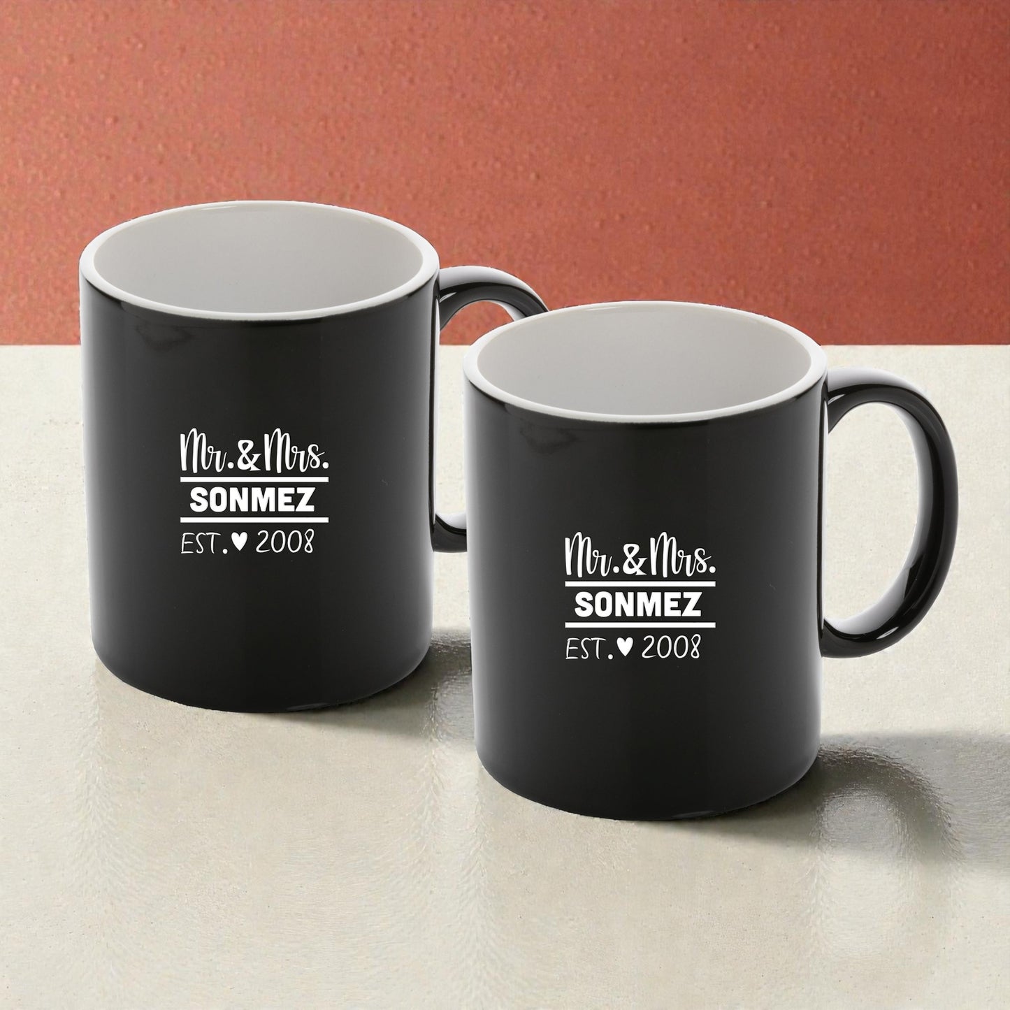 Mr. & Mrs. Kişiye Özel Siyah Kupa Seti