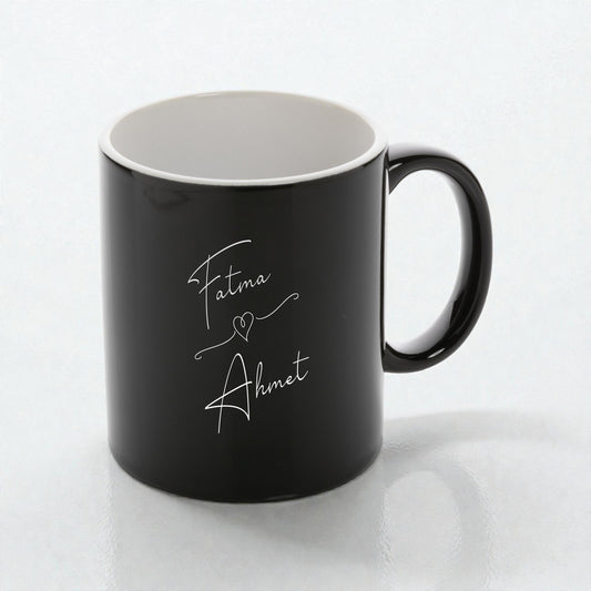 Kişiye Özel Siyah Kalpli Kupa