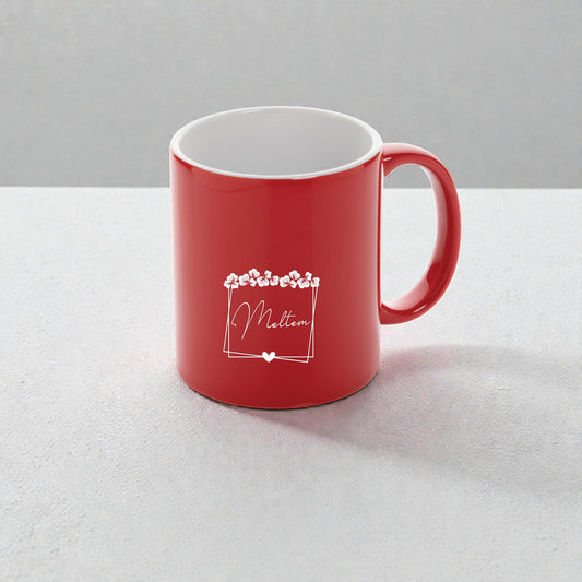 Çiçekli İsimli Kırmızı Kupa