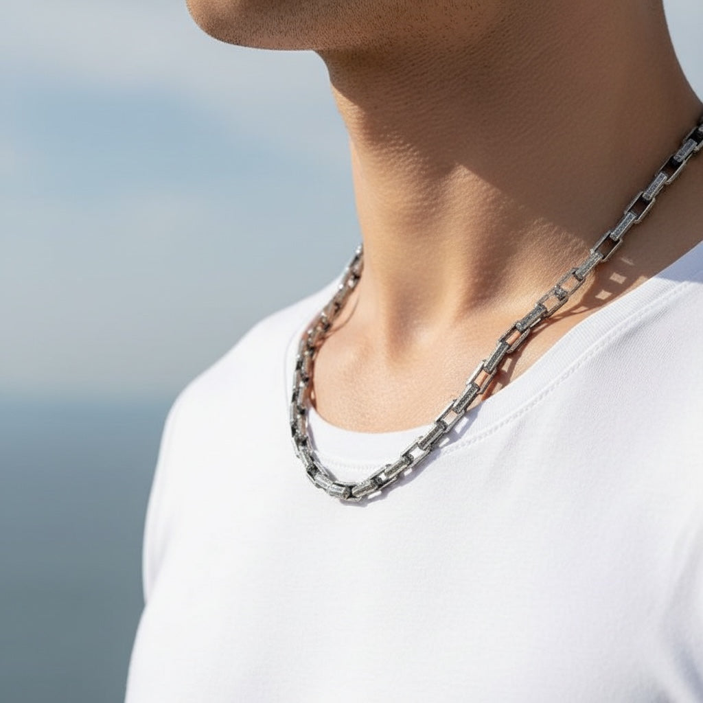 925 Sterling Silver Oxidized Men's Rope Chain