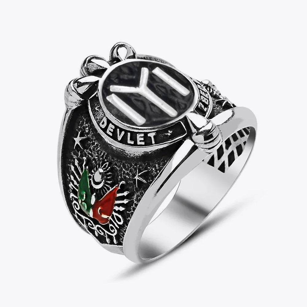 Osmanlı Devlet Sembol Tasarımlı Erkek Yüzük
