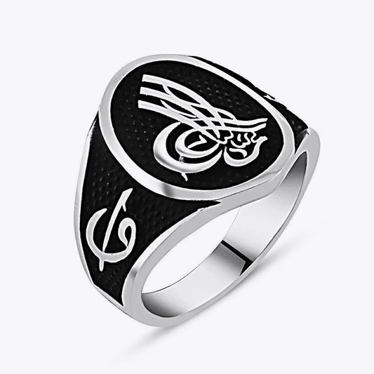 Osmanlı Tuğralı Elif Vav Erkek Gümüş Yüzük