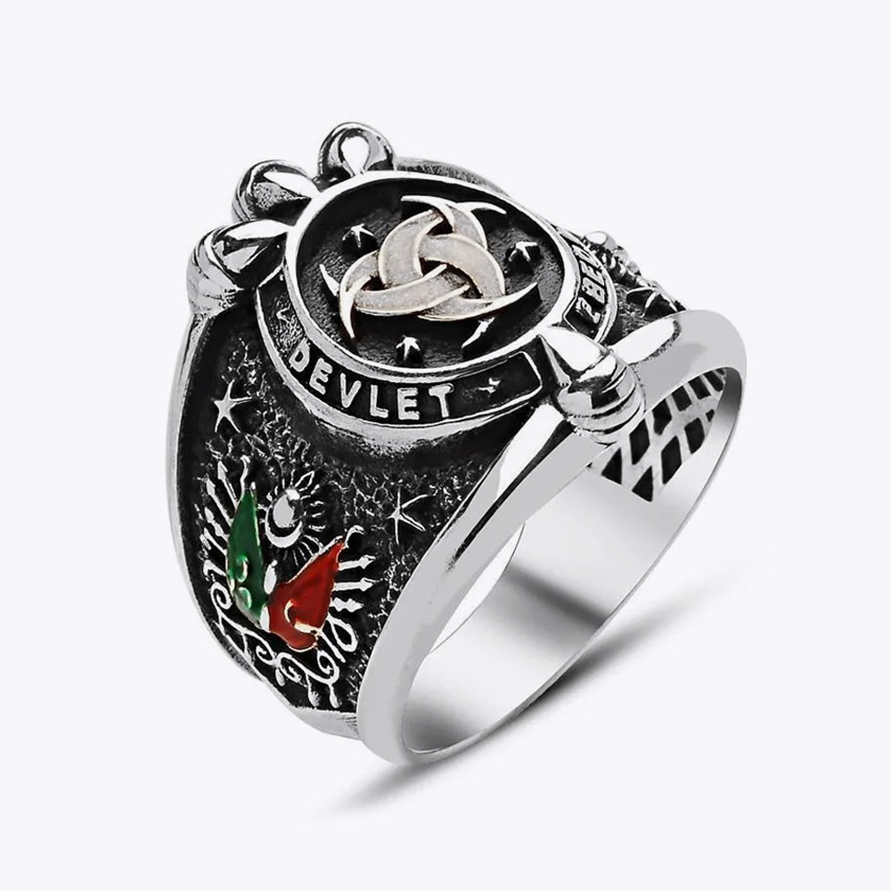 Osmanlı Devlet Sembol Tasarımlı Erkek Yüzük