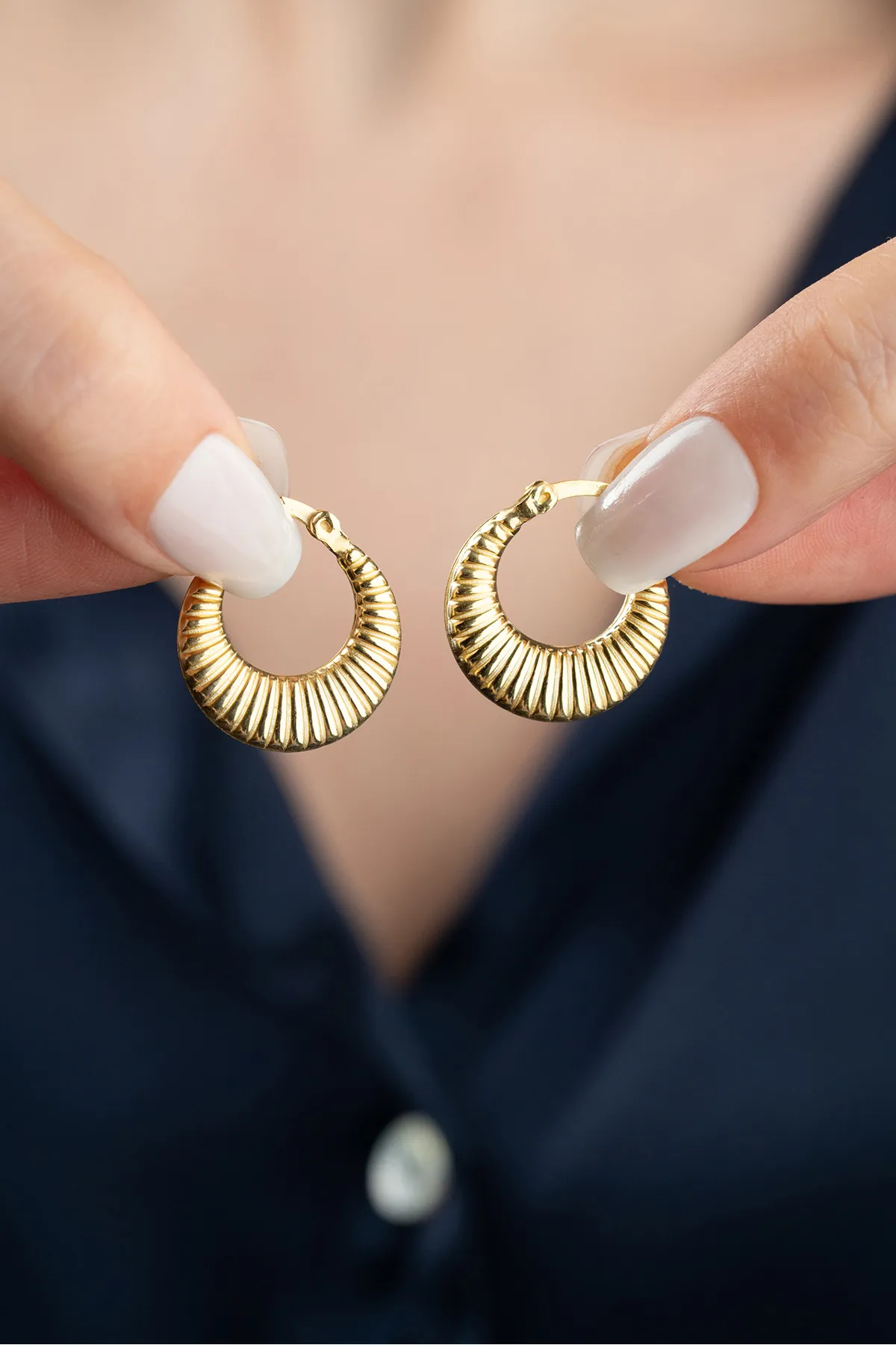 Golden Wave Earrings – 925 Sterling Silver