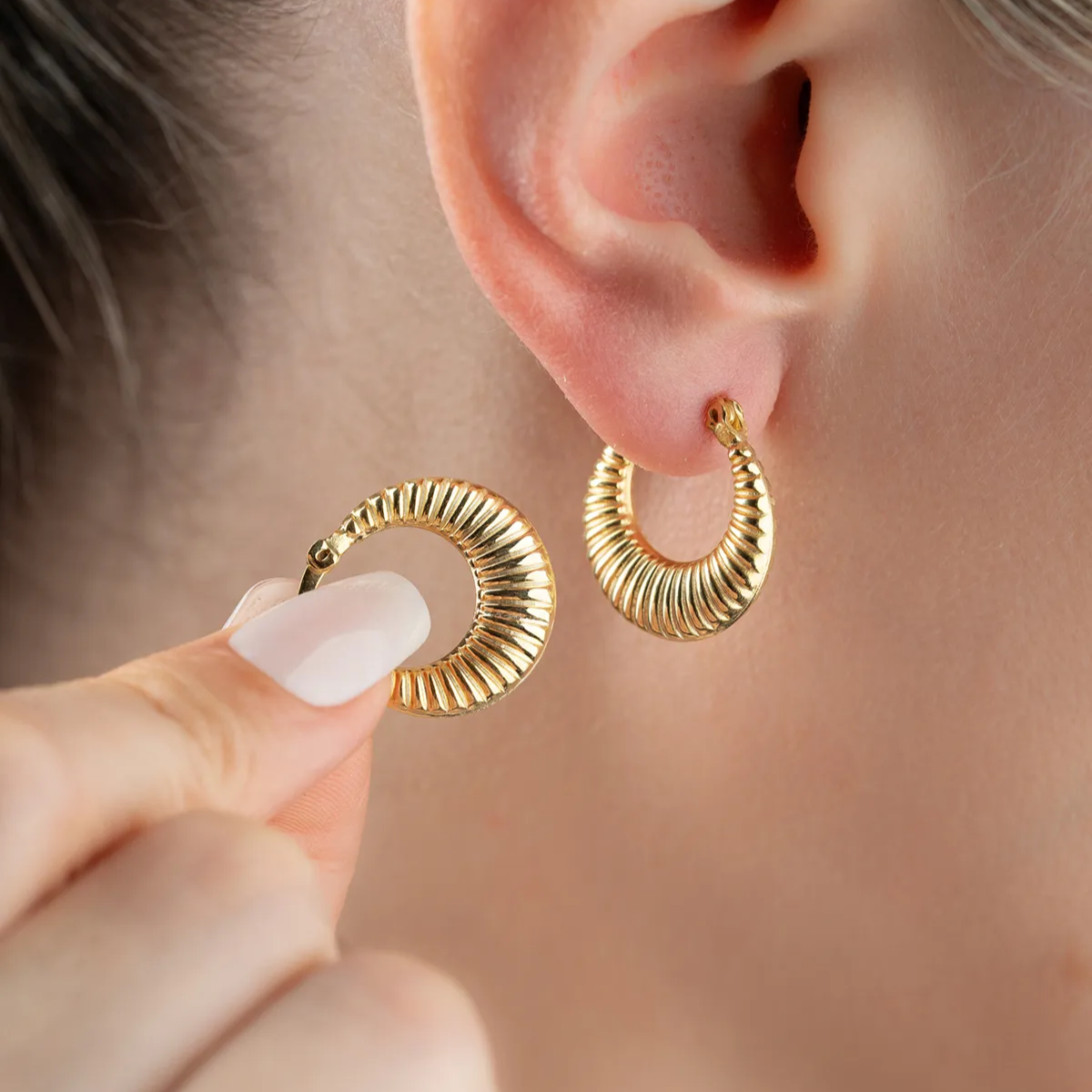 Golden Wave Earrings – 925 Sterling Silver