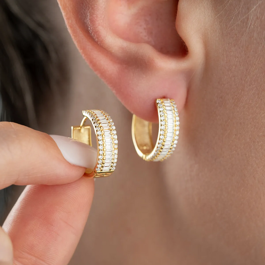 925 Sterling Silver Baguette Earrings