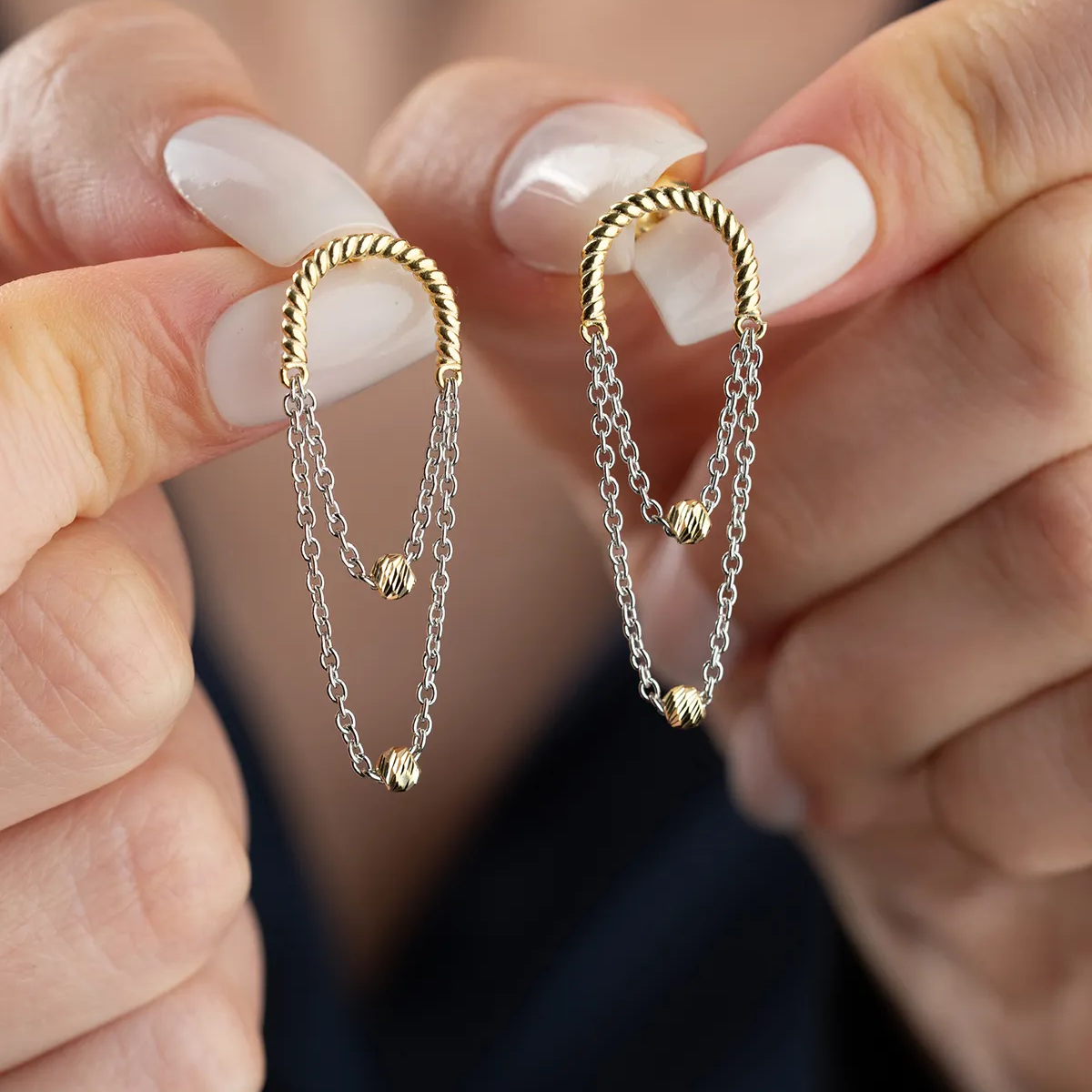 925er Silber Ohrringe mit Ketten