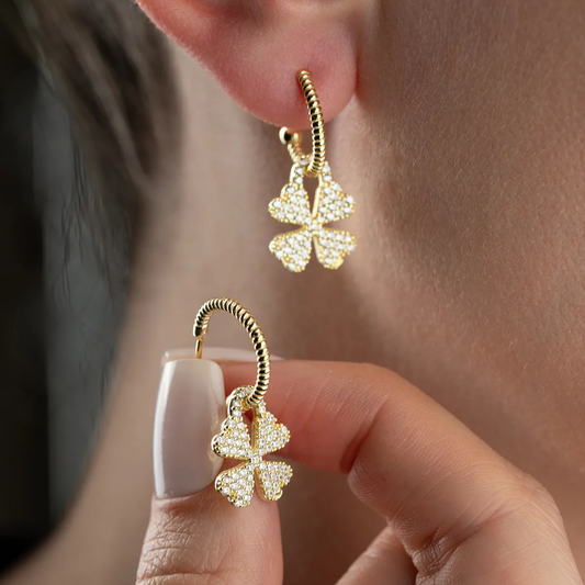 925 Sterling Silver Clover Drop Earrings