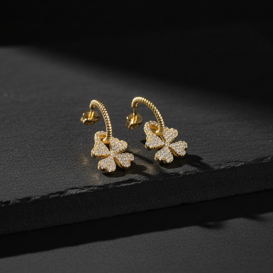 925 Sterling Silver Clover Stone Earrings
