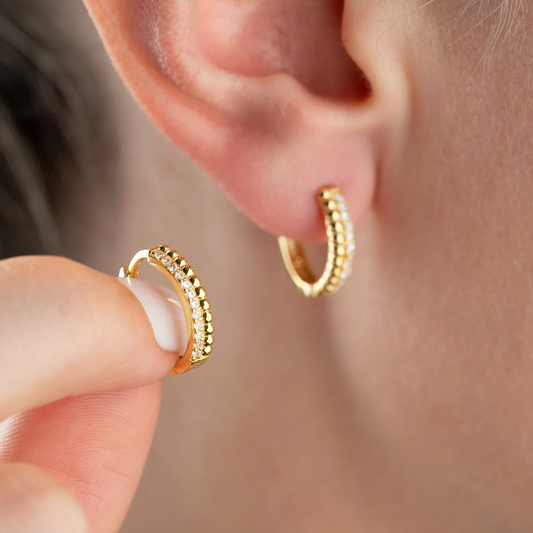 925 Sterling Silver Gold-Plated Bubble Hoop Earrings