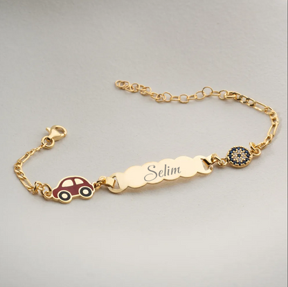 925 Ayar Gümüş İsimli Araba Figürlü Çocuk Bileklik
