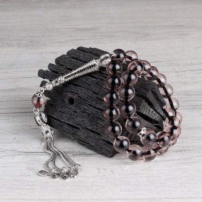 Globe Cut Black Zircon Stone Fire Amber Rosaire