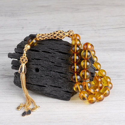 Globe Cut Black Zircon Stone Fire Amber Rosaire