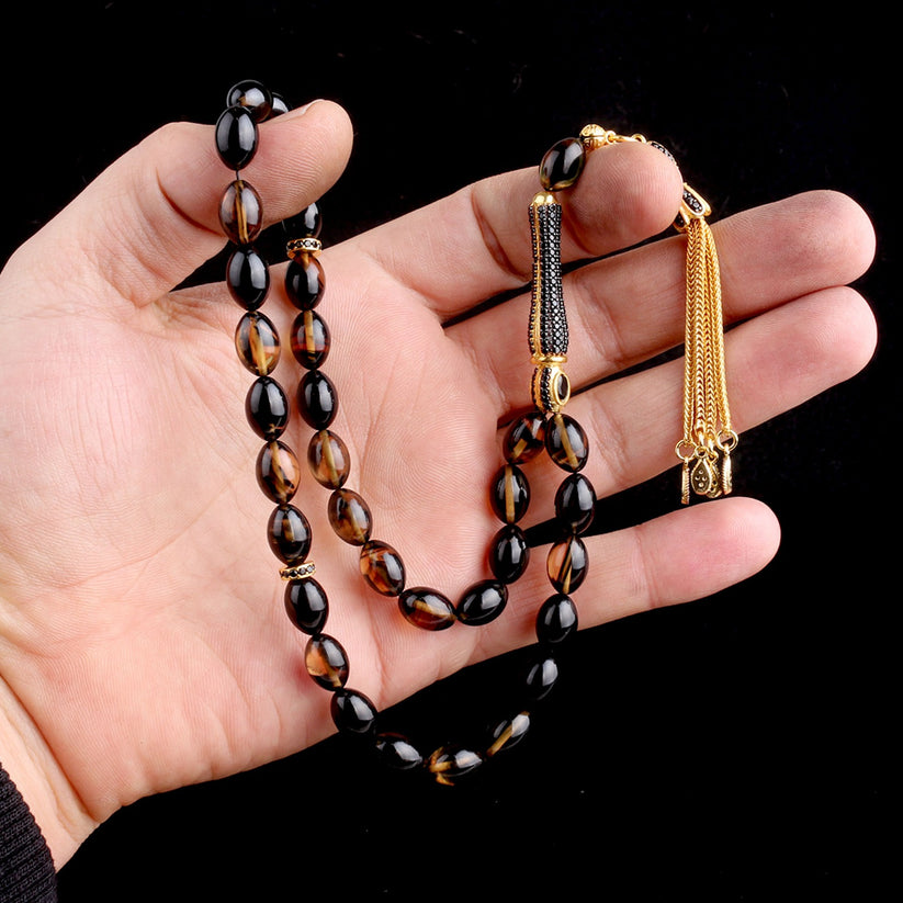 Saatli Çakmak ve Ateş Kehribar Tesbih Hediye Seti