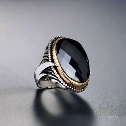 Sword Design 925 Silver Silver Onyx Stone Men Ring