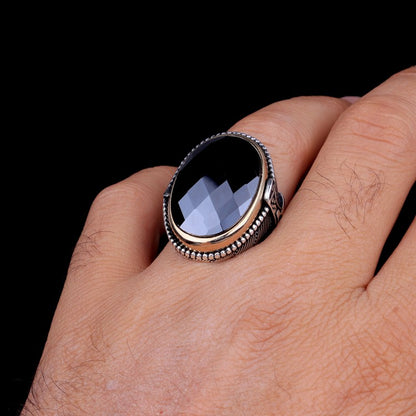 Sword Design 925 Silver Silver Onyx Stone Men Ring