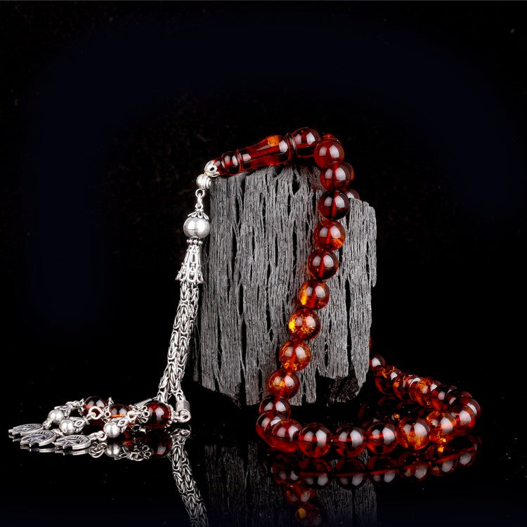 Original Drop Amber Rosary – Silver Tassel